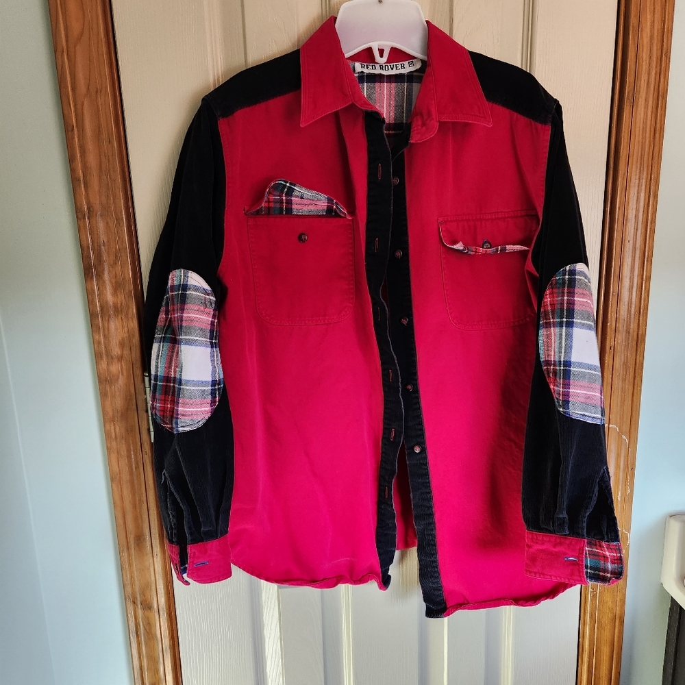 Retro Red Rover color block plaid button down - Picture 5 of 7